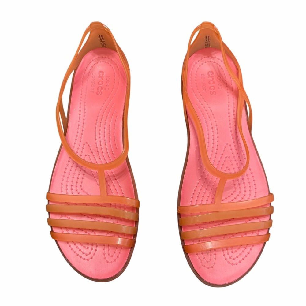 Crocs Isabella Jelly Sandals Women’s Size 11 – Coral / Orange – Strappy T-Bar